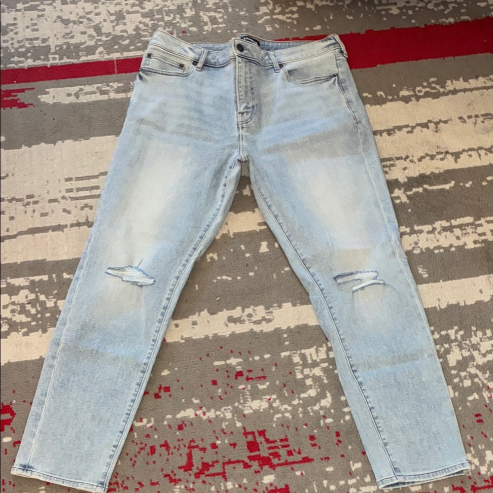 EXPRESS MENS Light Blue Distressed Jeans 36X32
